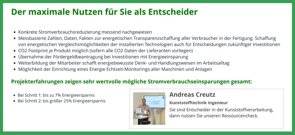 Ressourceneffizienzcheck für eine effiziente Kunststoffverarbeitung.